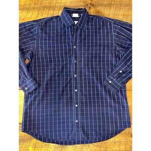 Mens Luciana Barbera Blue Dark Purple Soft Made in Italy Button Down Shirt L